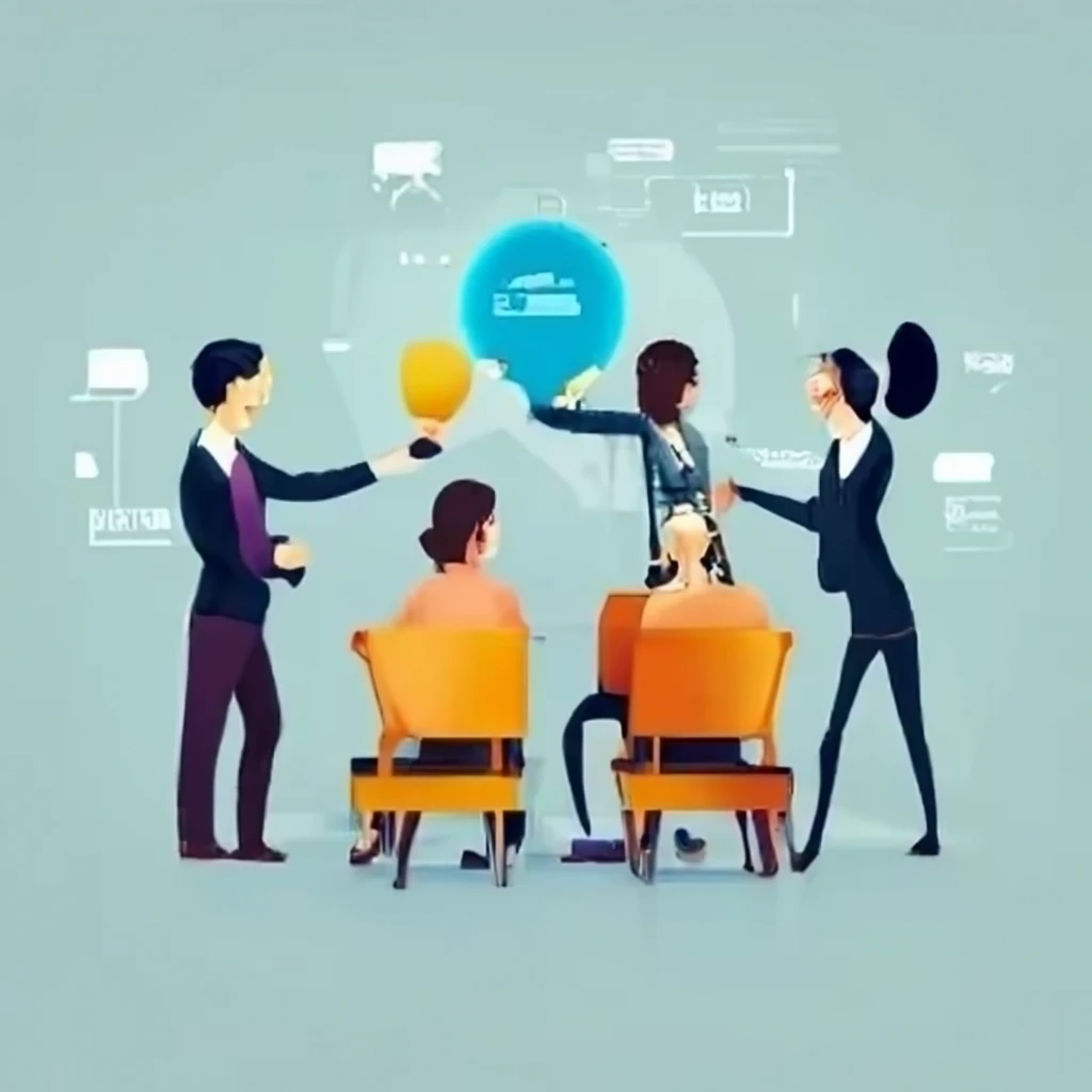 A drawing of people sitting in a circle discussing fractional service benefits