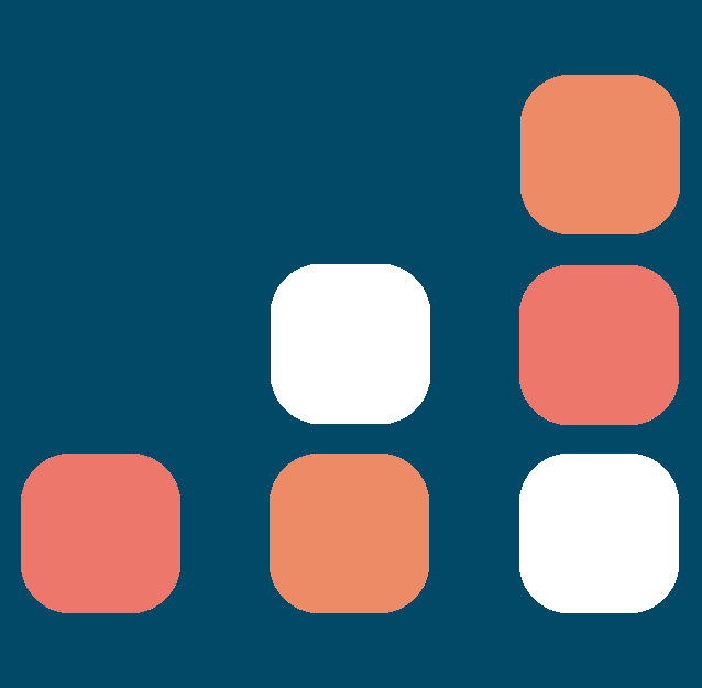 Tech on Tap Icon.  Three columns of squares of different colors, starting with one square, then two, then three, denoting the choice of services Tech on Tap offer